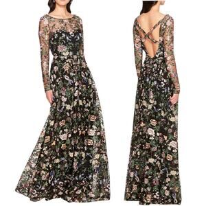 Black Bishop Sleeve Maxi Gown for Weddings